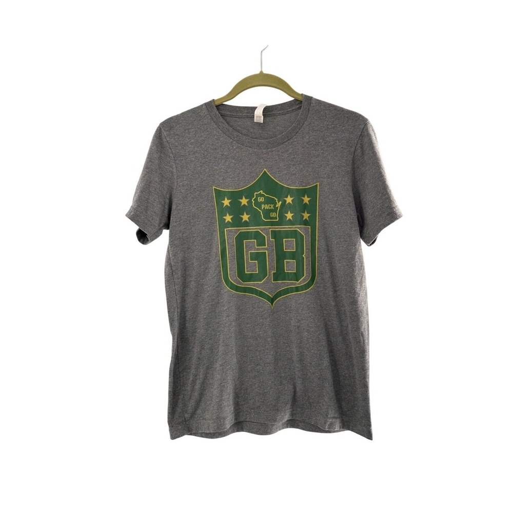 Green Bay Packers Shield Logo Gray T-Shirt Small Bella Canvas Football Tee